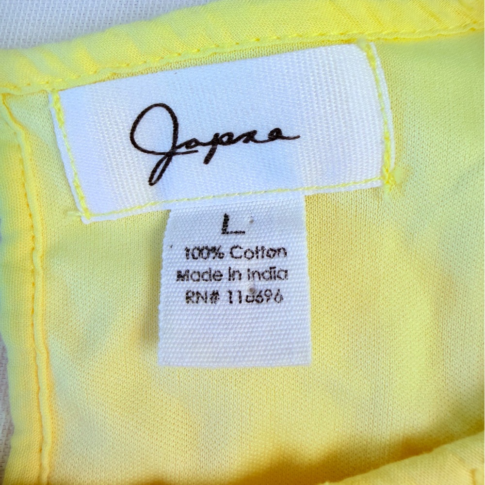Japna Butter Yellow Swiss Dot Ruffled Cap Sleeve Lace Trim Tiered Mini Dress L - Picture 7 of 14